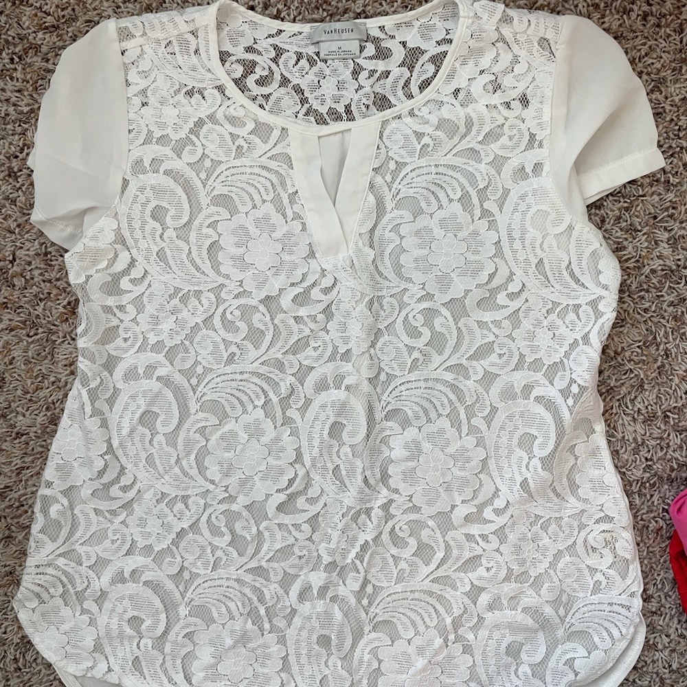 💛💛Van Heusen White Lace Blouse